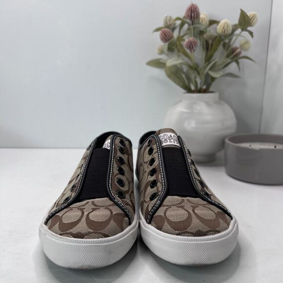 Coach Bev Signature Monogramed Jacquard Slip On Sneakers Q586 Women’s 8B - Picture 2 of 9